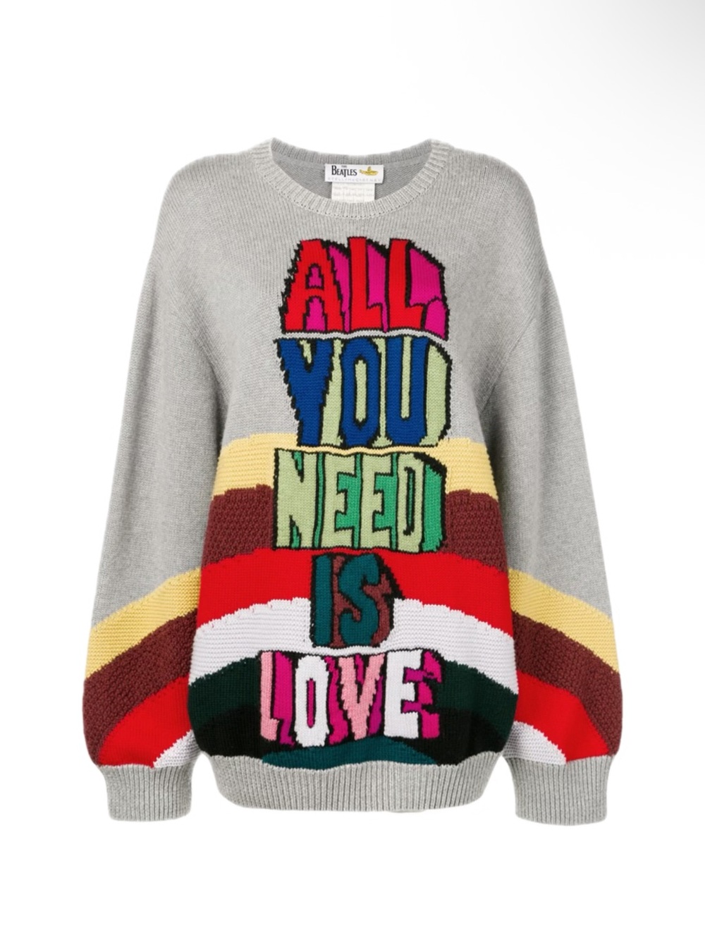 Women’s Graphic Crewneck Sweater - 'All You Need Is Love' - Light Gray